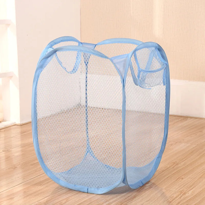 Foldable Pop-Up Mesh Laundry Hamper – Black