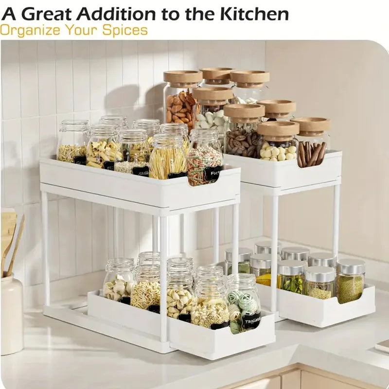 Two-Tier Pull-Out Under-Sink Organiser – Black