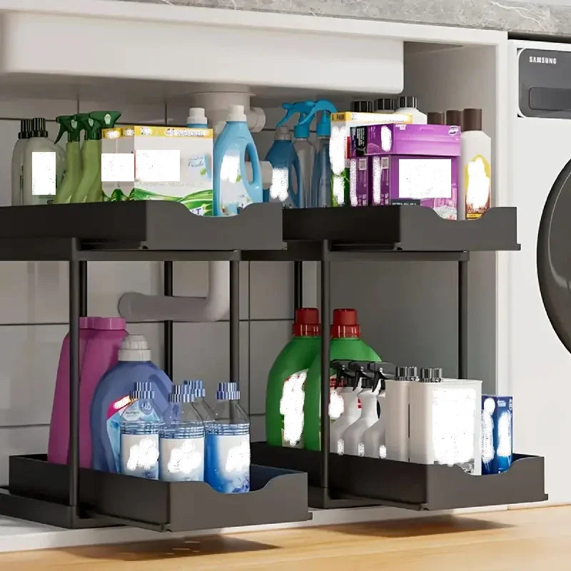 Two-Tier Pull-Out Under-Sink Organiser – Black
