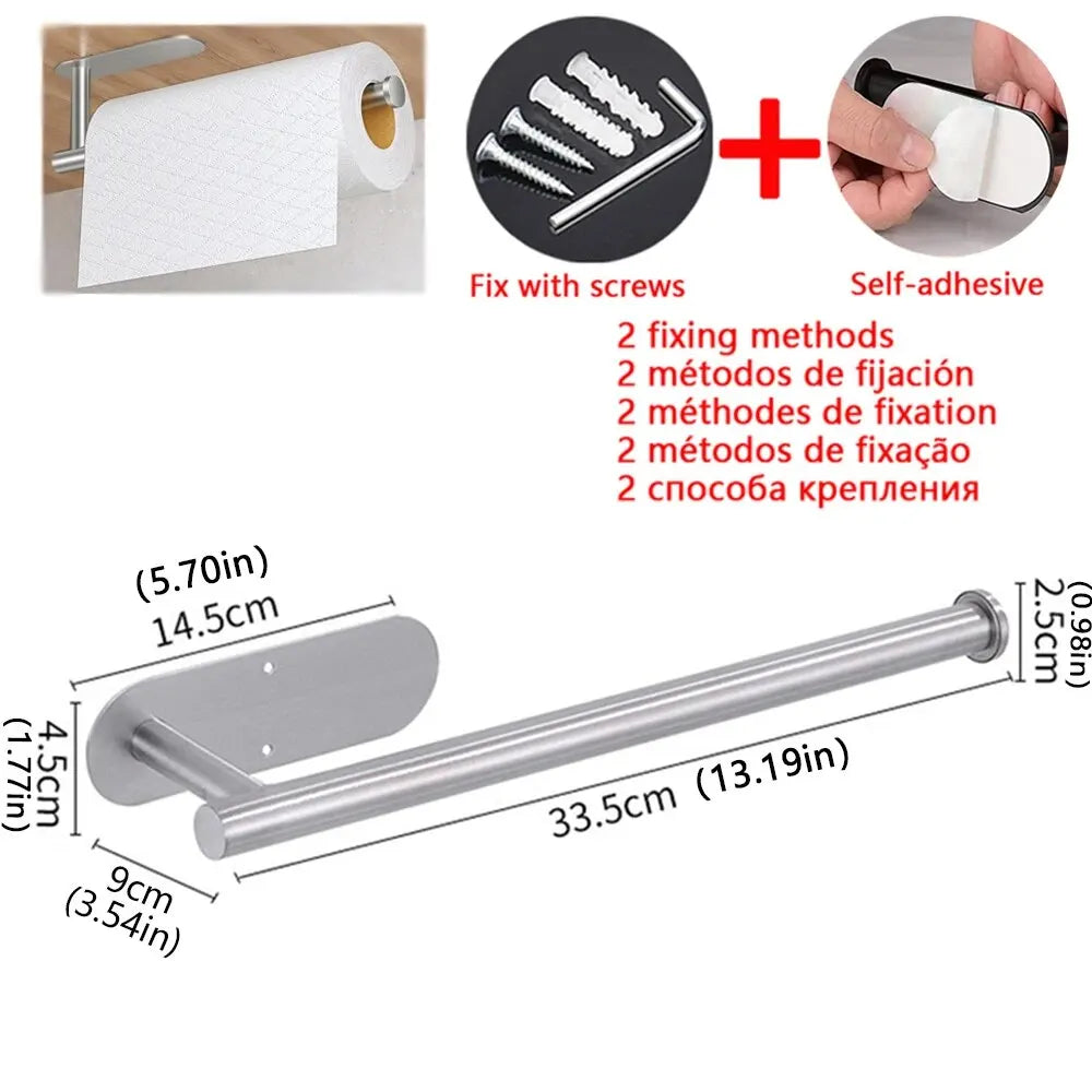 Adhesive Kitchen Roll Holder – Silver