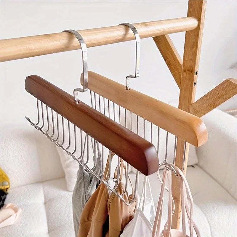Wooden Hanger Organiser with 8 Rotating Hooks