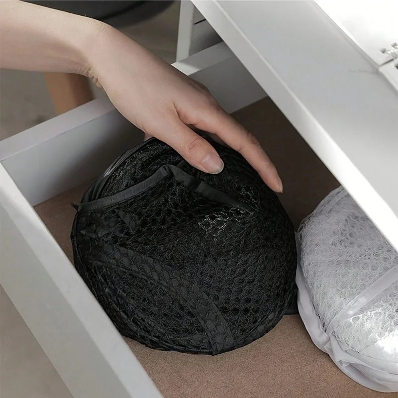 Foldable Pop-Up Mesh Laundry Hamper – Black