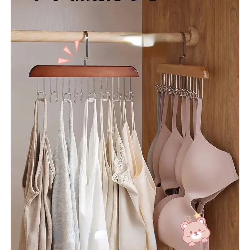 Wooden Hanger Organiser with 8 Rotating Hooks