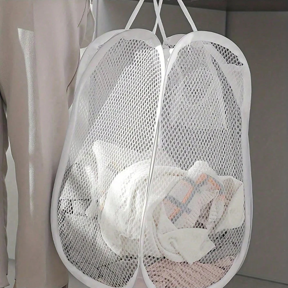 Foldable Pop-Up Mesh Laundry Hamper – Black