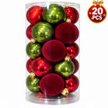 Pack of twenty red and green Christmas baubles