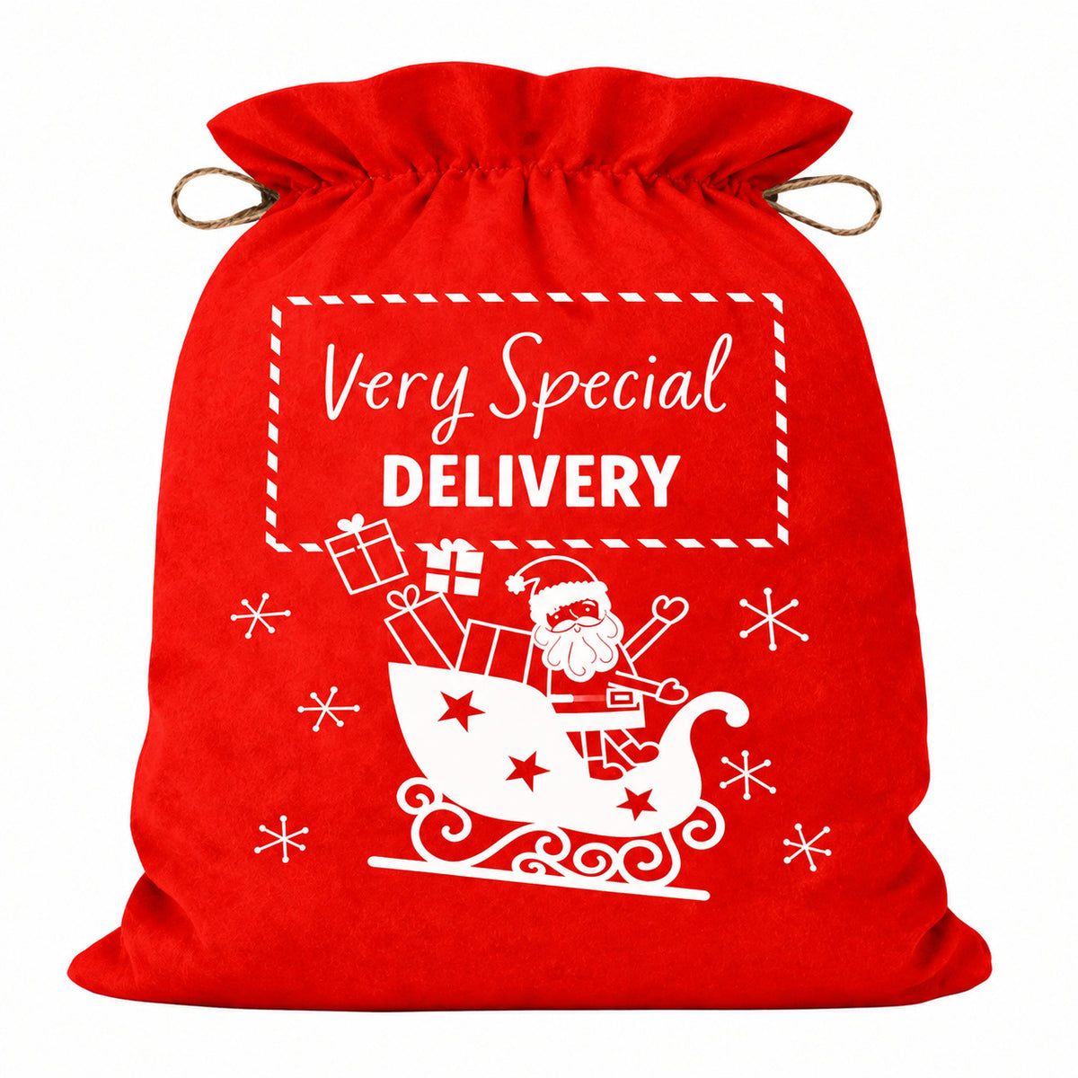 Red Santa Christmas gift sack measuring sixty by fifty centimetres