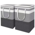 Two folding laundry baskets in grey and black