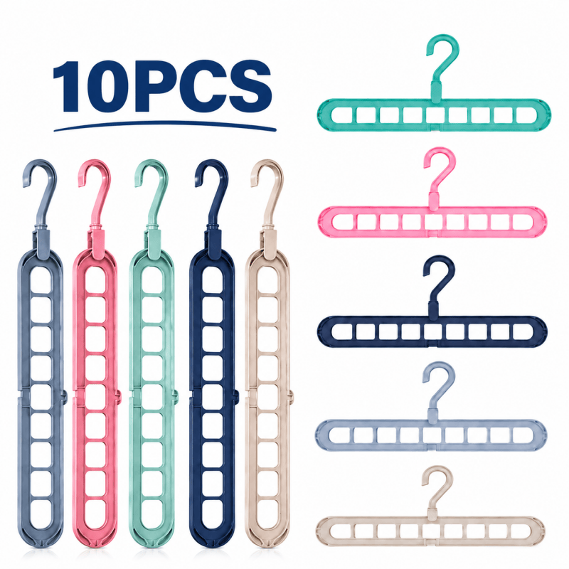 Pack of ten nine-hole wardrobe hanger organisers